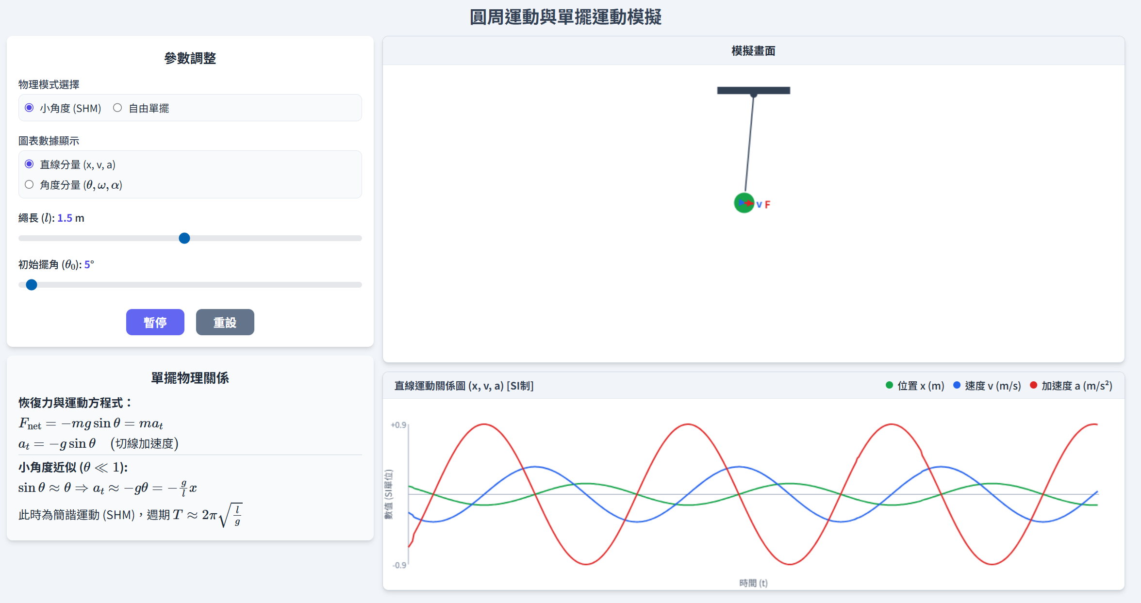 圓周運動與單擺運動模擬